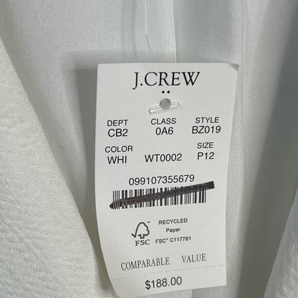 J. Crew Factory Textured Cotton Blazer in White Size 12 Petite NWT - Picture 9 of 12